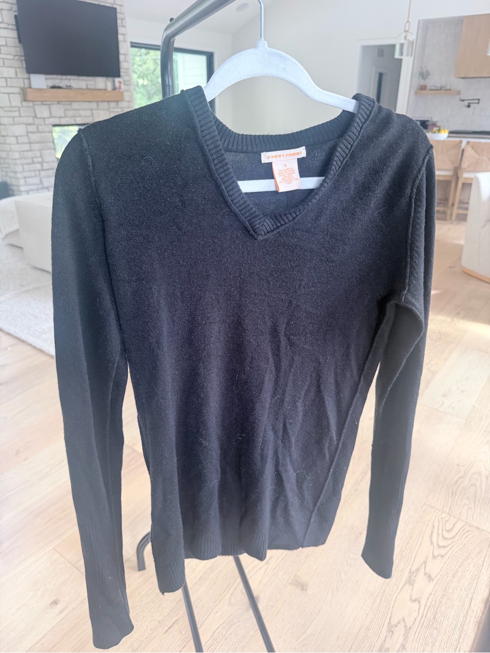 Sweet Romeo Black V-Neck Sweater - Classic Long Sleeve